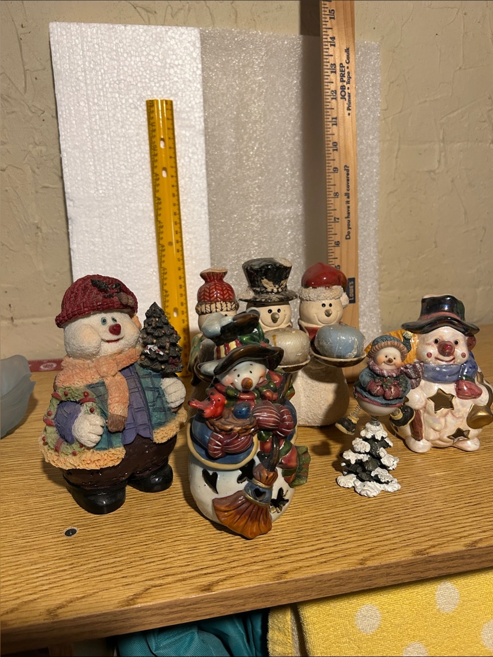 Festive Snowman Ceramic Figurine Set - Multicolor